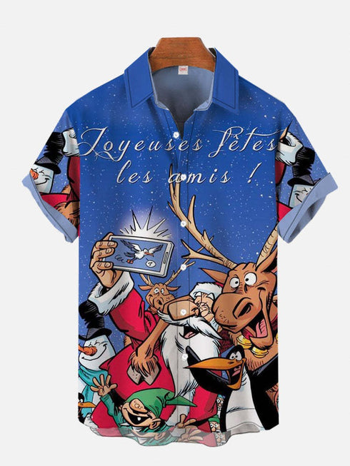 Men's Christmas Funny Graphic Short Sleeve Hawaiian Shirt